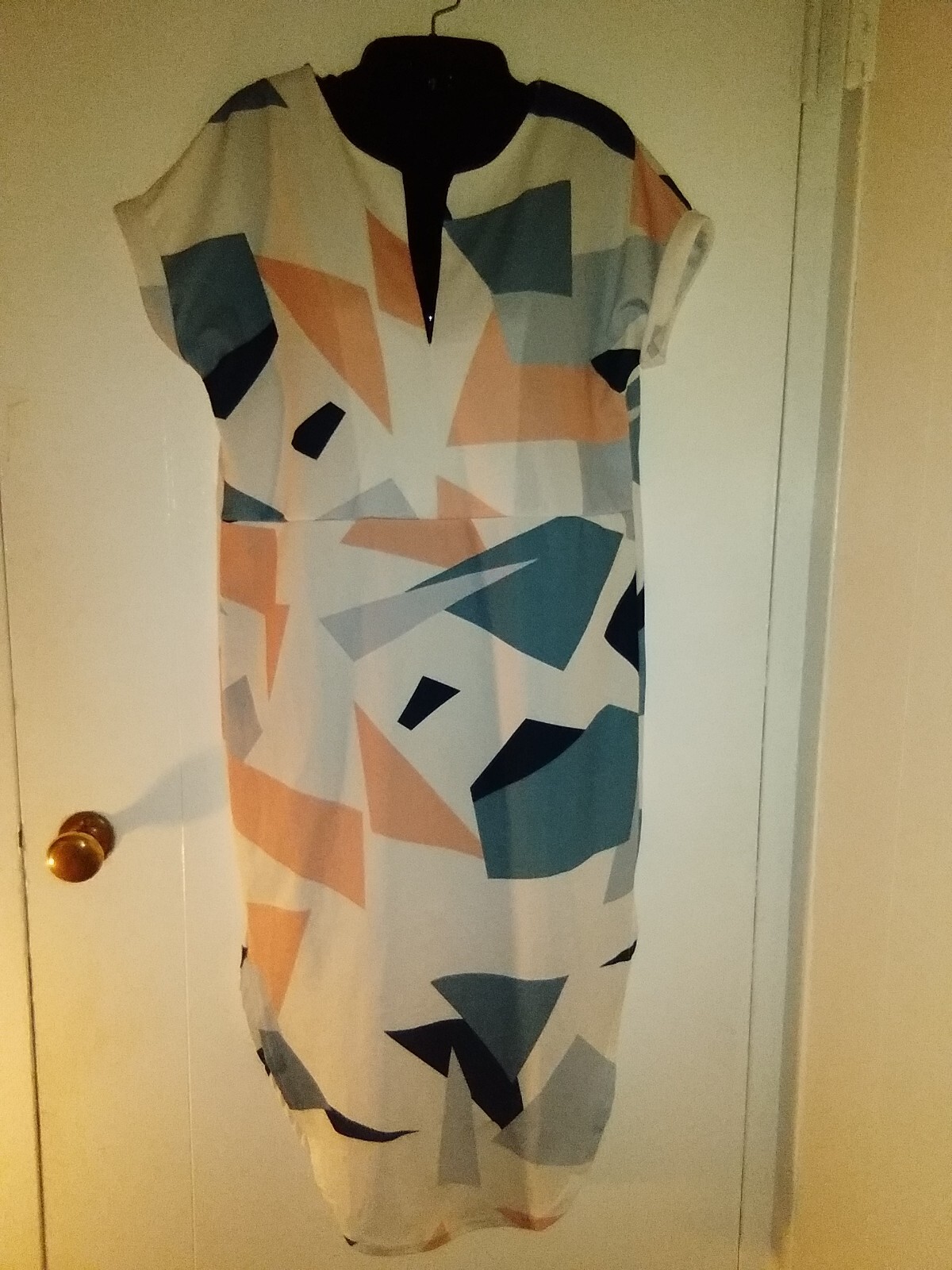 Pink Gray Black & White Dress Short Sleeves Circular Bottom With Slits M