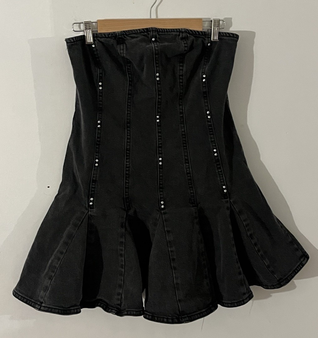 Wild Fable Denim Pleated Mini A Line Corset Style Dress Women’s Size Medium