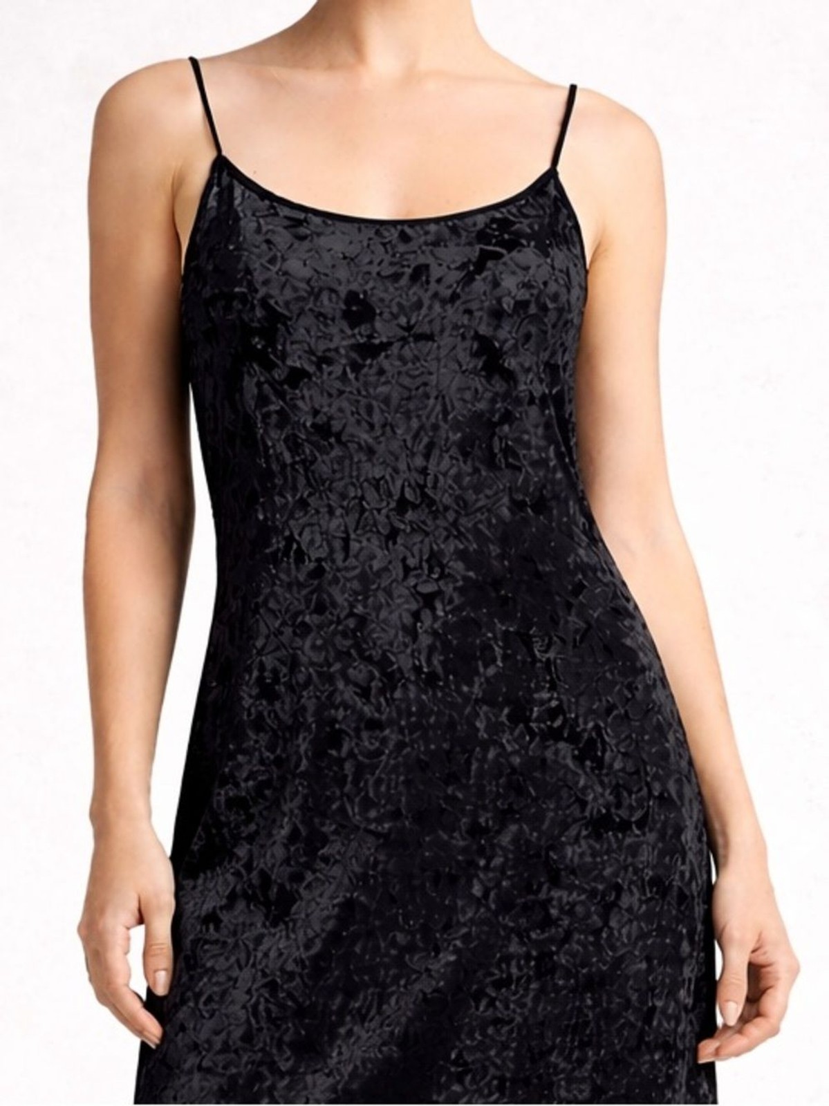 Double Zero Black Crushed Velvet Slip Dress Midi Spaghetti Strap Y2K Size Large