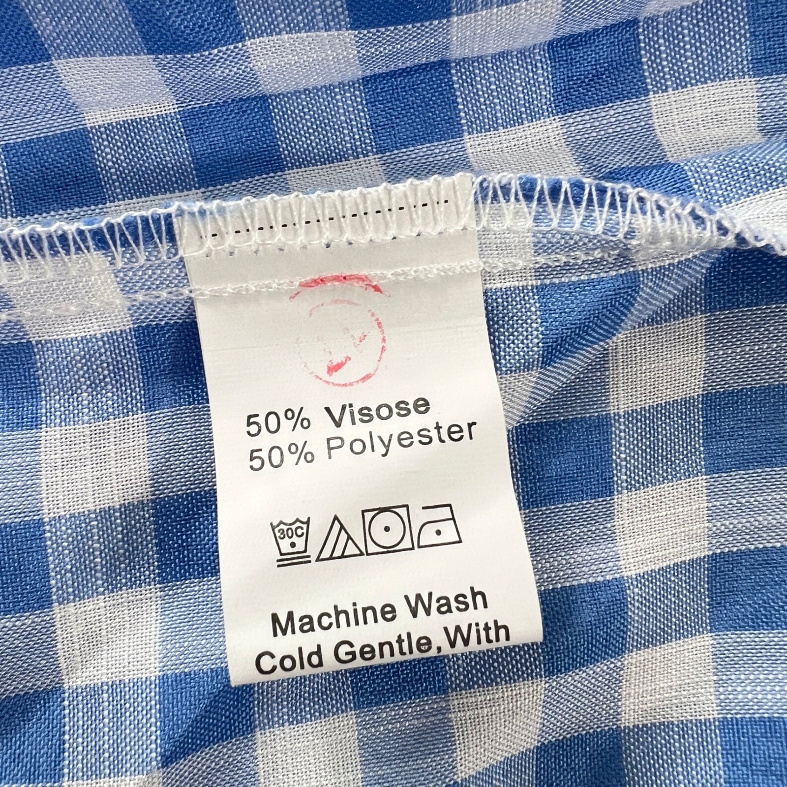 Chic Style Blue Gingham Tiered V-Neck Dorothy Midi Dress Size Large Cottagecore