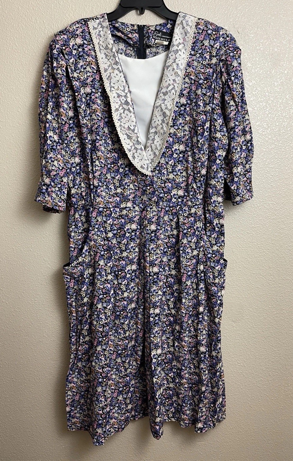 Breli Originals Dress Women’s 18 Purple Floral Vintage Made in USA Medea