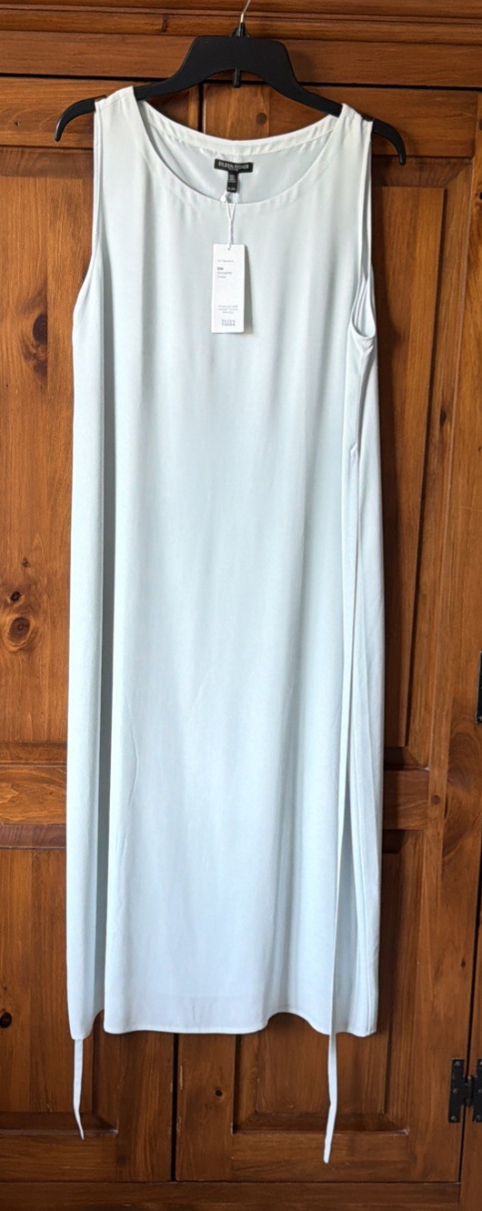 Eileen Fisher Rain Bateau NK F/L Silk Georgette Crepe Dress- PL/PG