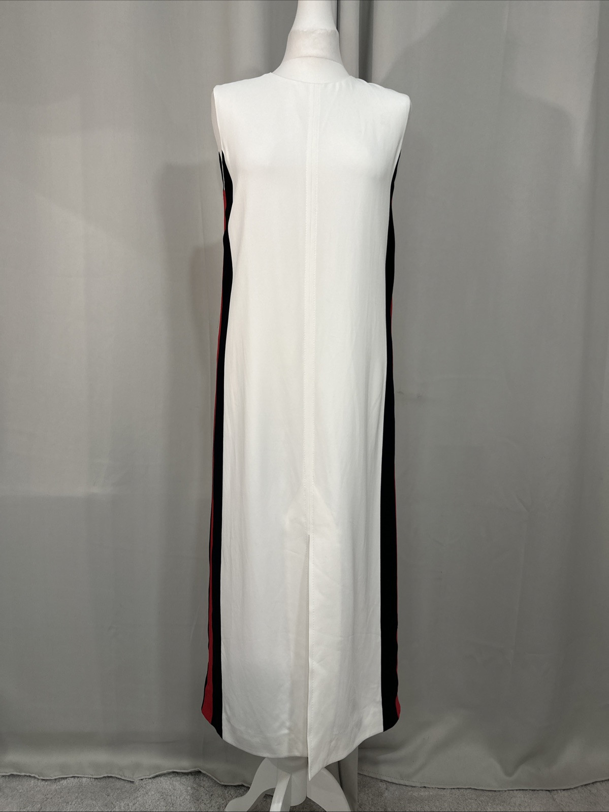 BURBERRY Selene Sleeveless Side-striped Midi Dress In Off White RRP$1350 A35