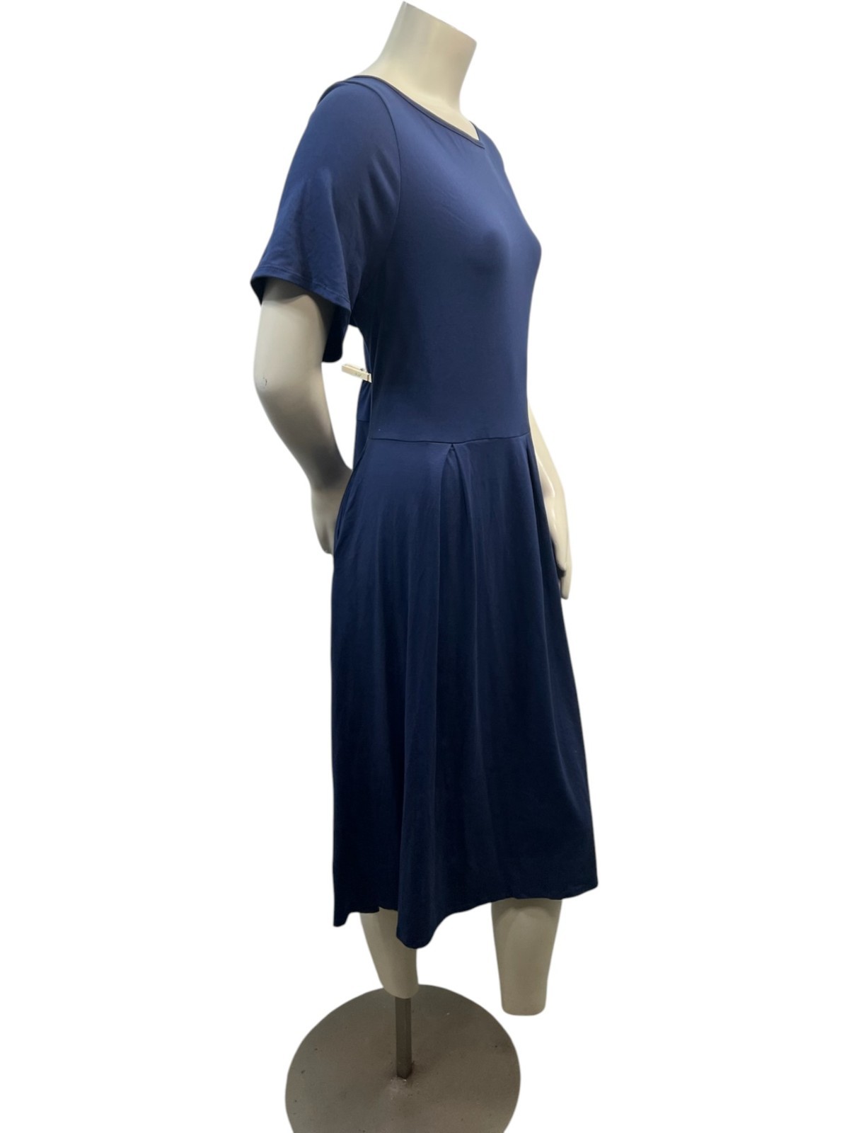 24 Seven Dress Womens Plus Size 2X Navy Blue Short Sleeve Pockets Stretch New