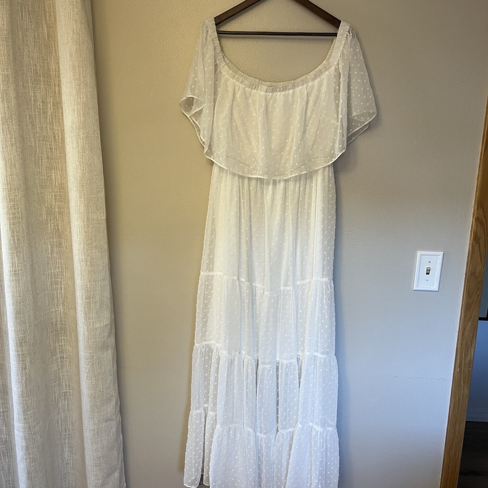 NWT Baltic Born White Swiss Dot Maxi Dress XXL Bride Peasant Prairie Wedding