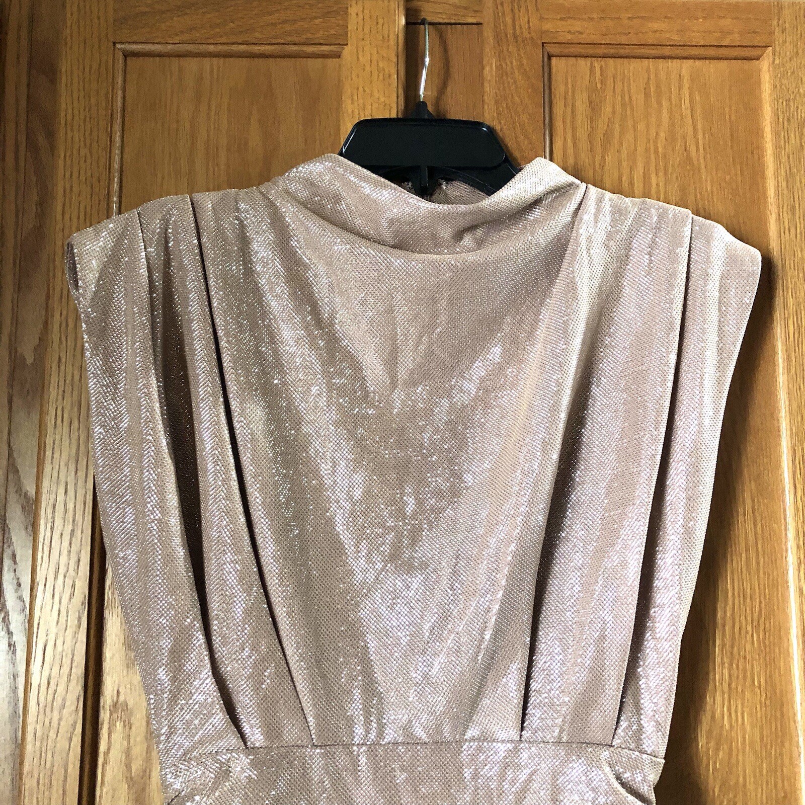 Line & Dot Women’s High Neck Ruched Sleeveless Bodycon Mini Dress Champagne XS