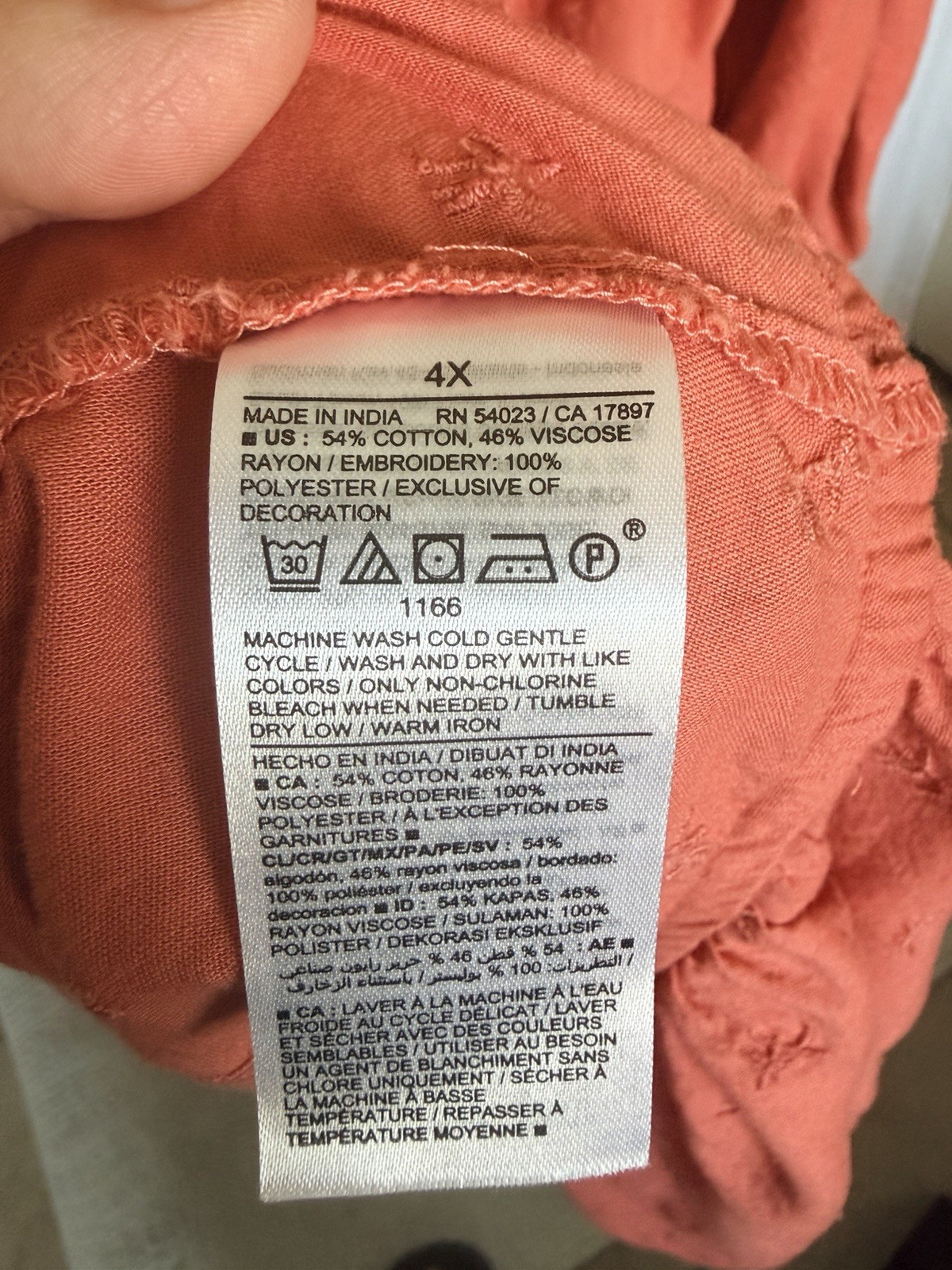 Old Navy Coral peasant sleeve Embroidered Boho Maxi Dress 4X Plus