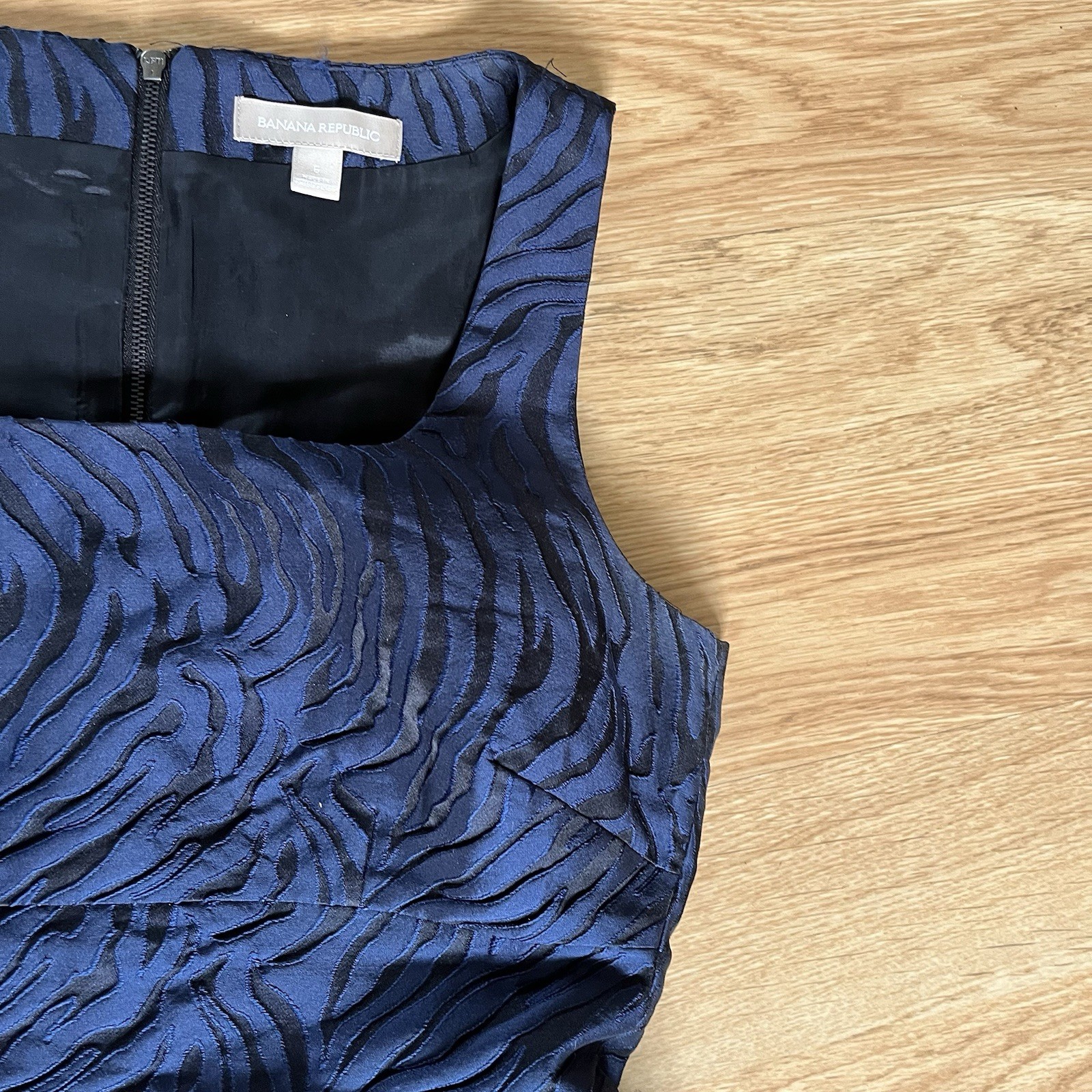 Banana Republic Womens Navy Black Zebra Stripe Square Neck Column Cocktail Dress