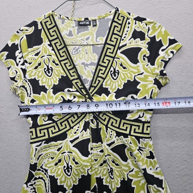 Apt. 9 Women’s Size Petite Medium Black Green White Short Sleeve Dress