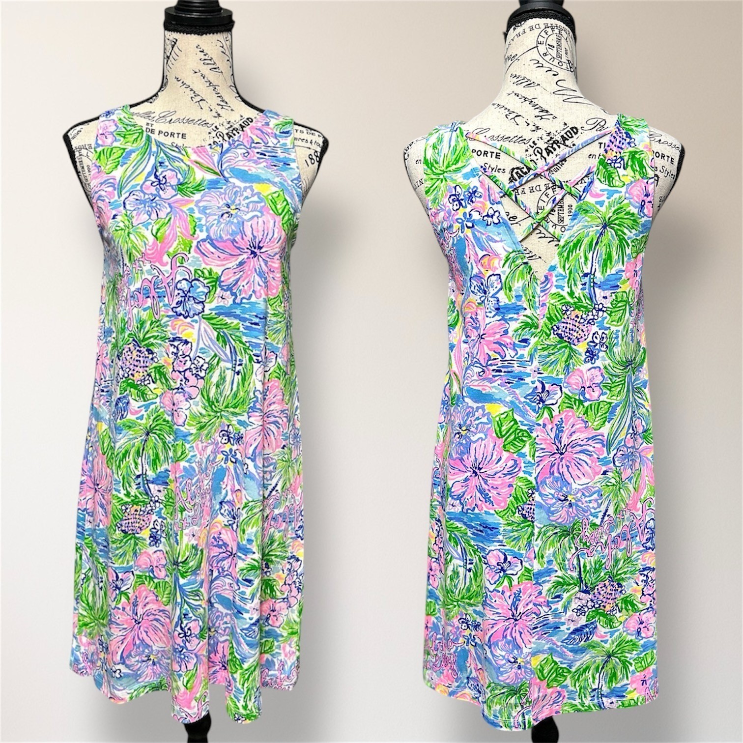Lilly Pulitzer Kristen Lilly Loves Hawaii Pink Floral Sleeveless Mini Dress XS
