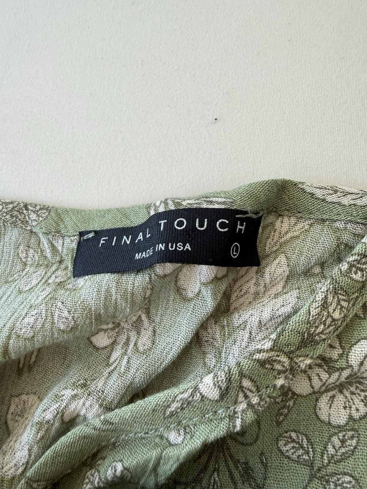 Final Touch Sage Green Floral Wrap Maxi Dress Spaghetti Strap Women’s Large