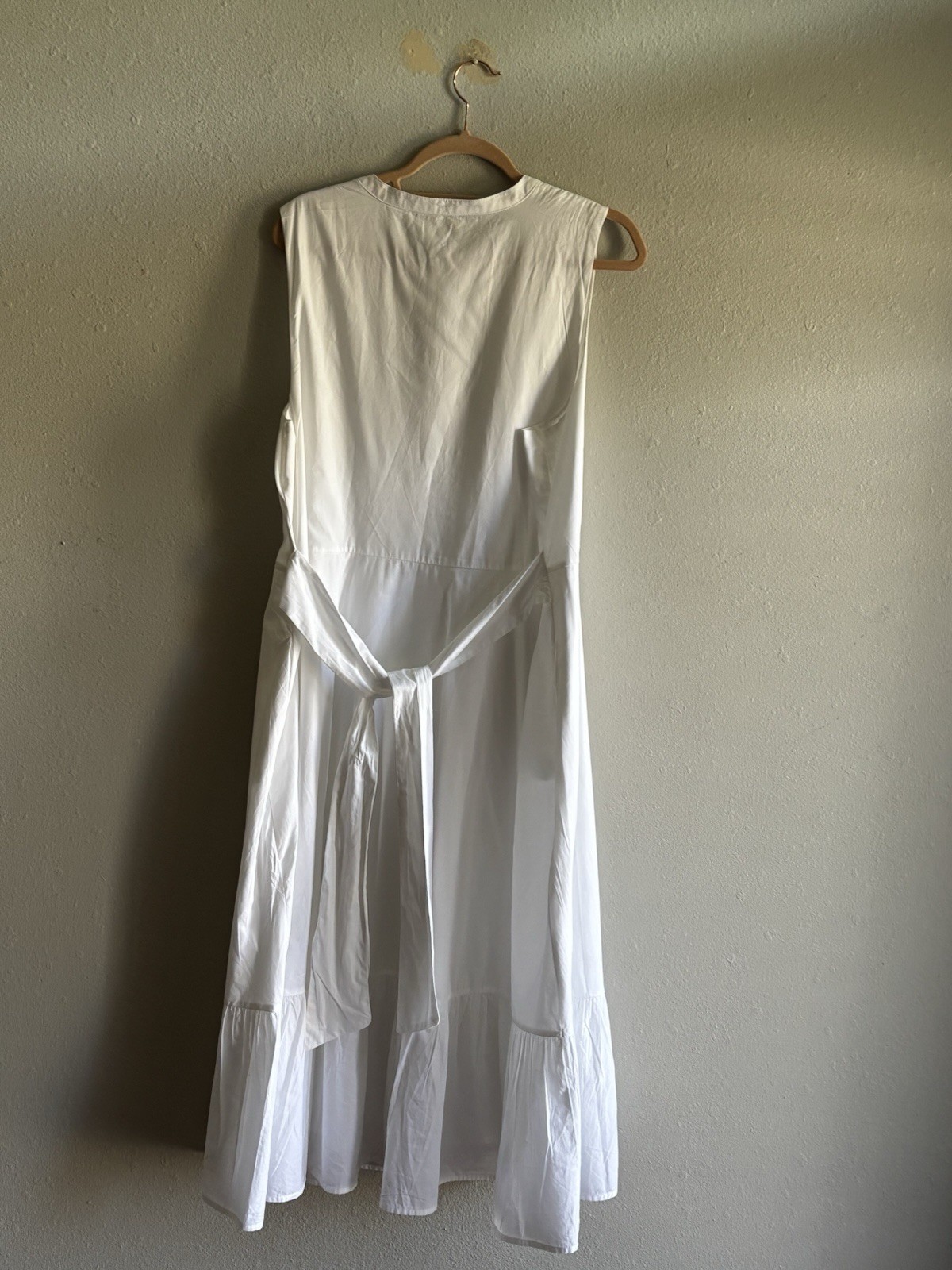 Halogen white cotton Button Up Midi dress xl, Ties And Pockets.