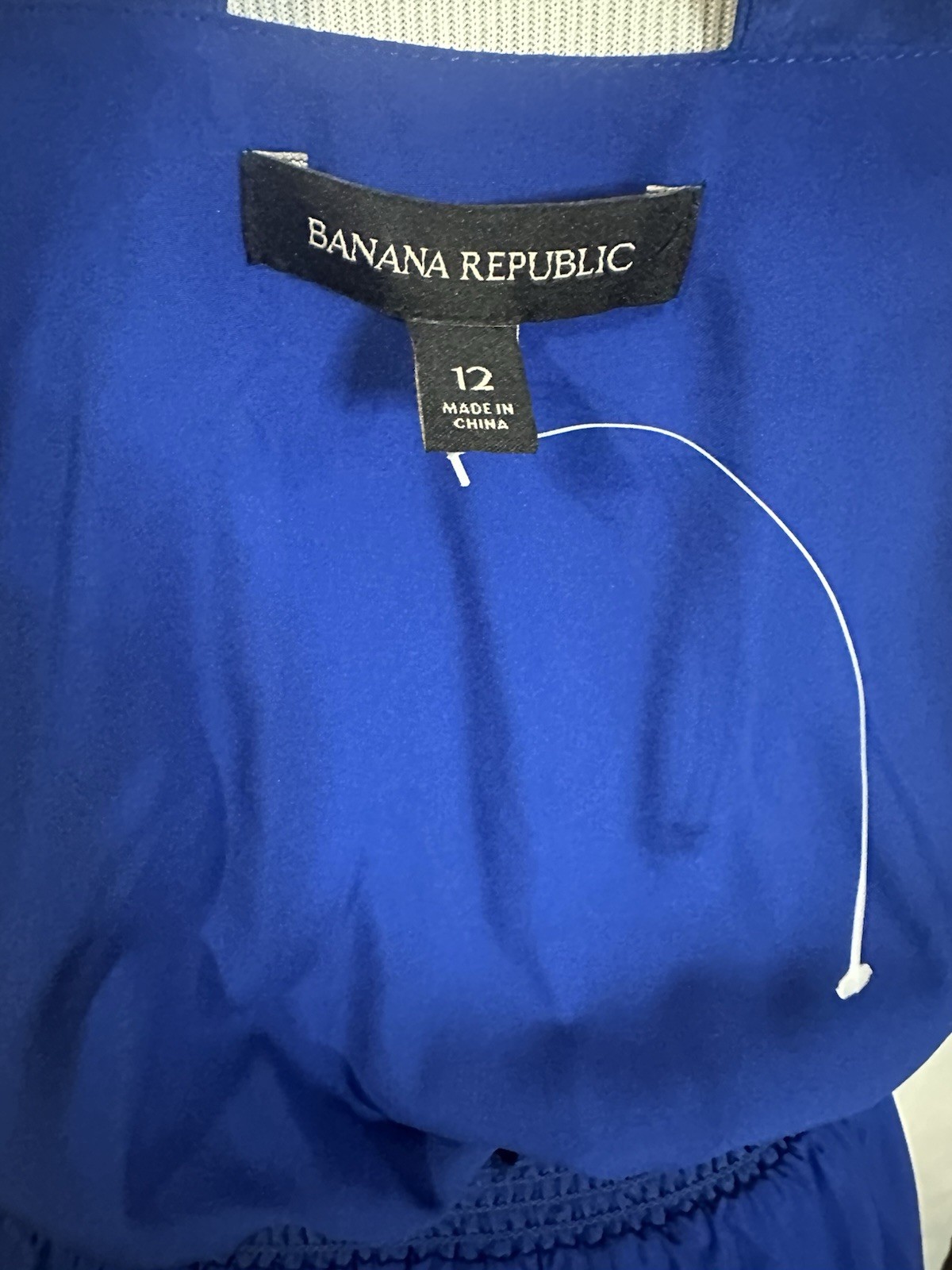 Banana Republic Size 12 Blue 100% Silk Dress Sleeveless Racerback Asymmetrical