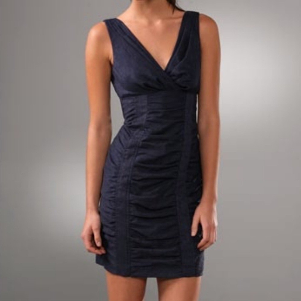 Nanette Lepore Dark Blue Sheath Cocktail Evening Ruched Sea Maiden