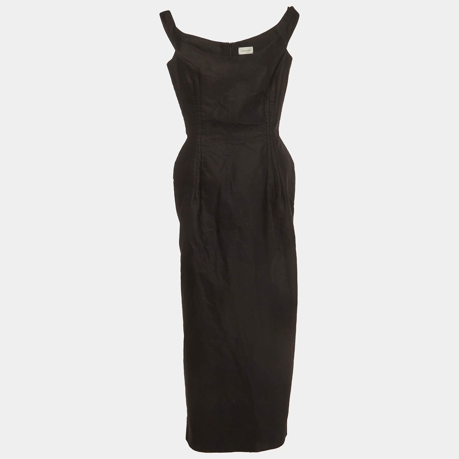 Magda Butrym Black Cotton Hourglass Sleeveless Dress M