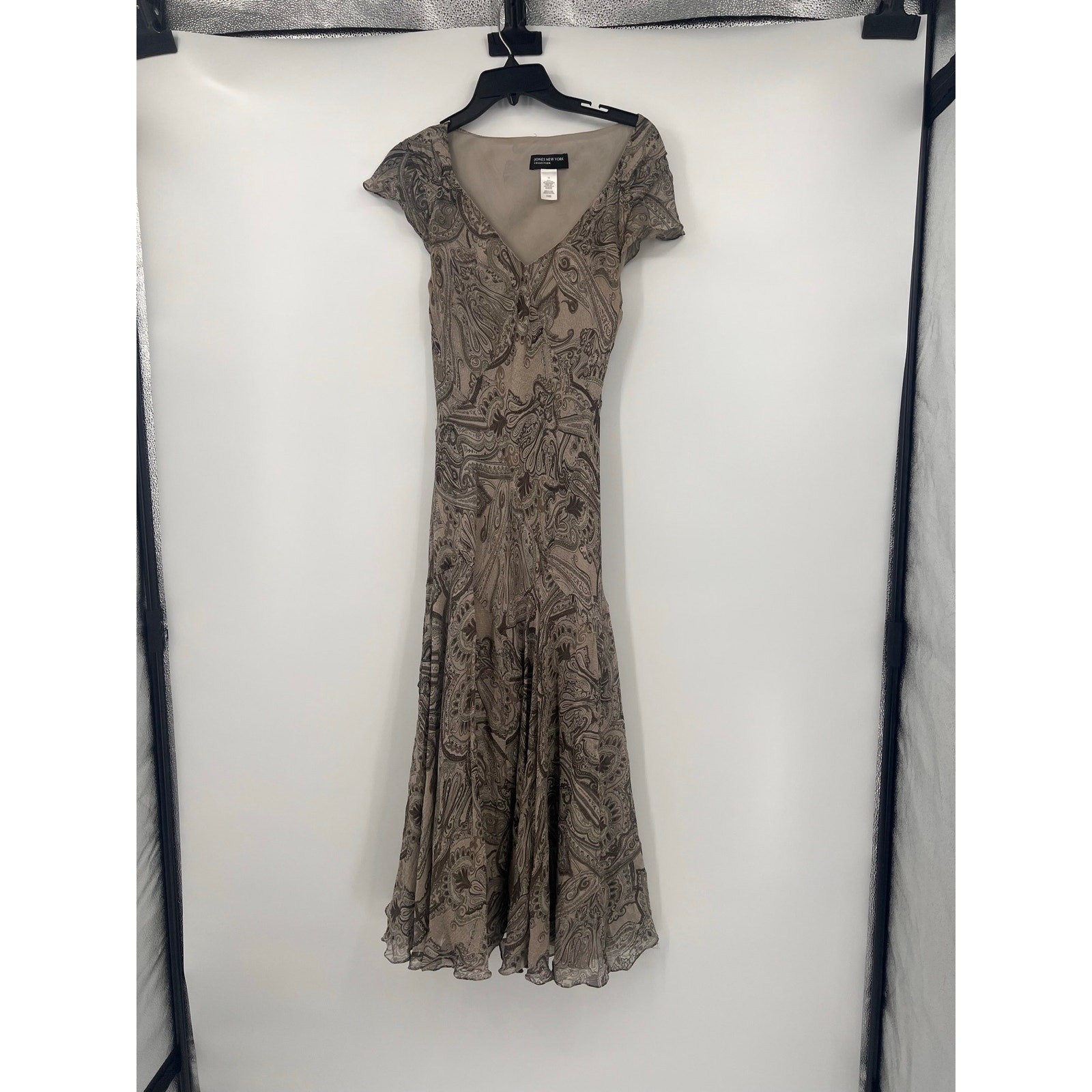 Jones New York Collection sz 10 100% Silk Bias Cut Maxi Fairy Earthy Boho Flowy