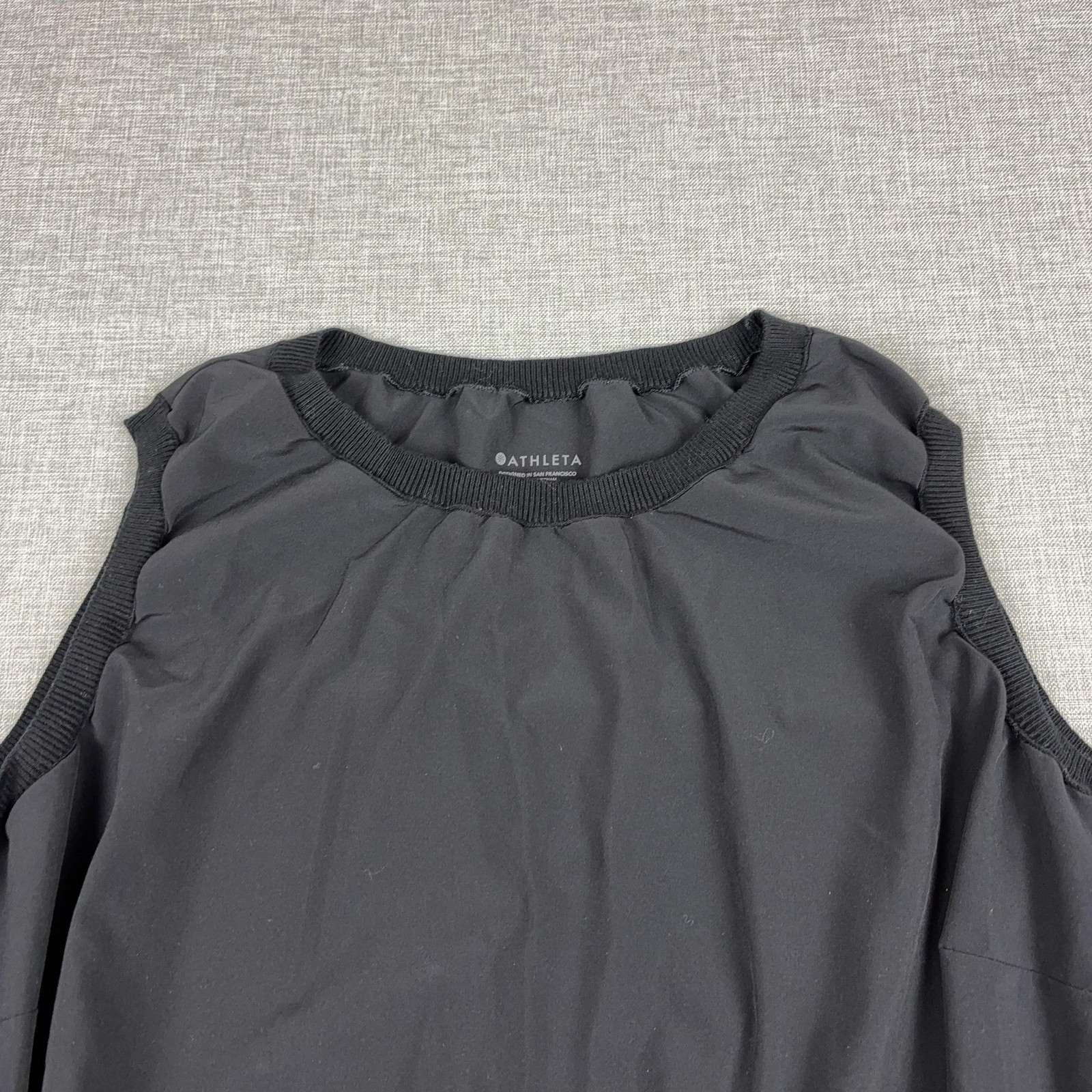 Athleta Tank Dress Womens 2X Black Sleeveless Drawstring Blouson Travel Casual
