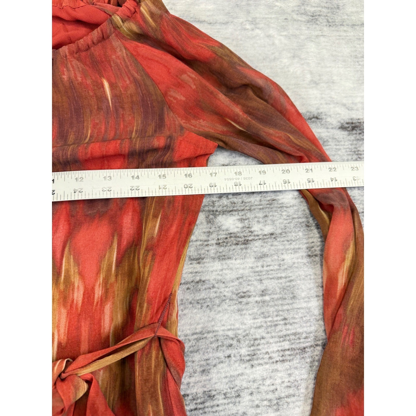 Banana Republic Heritage Ikat Print Split Neck Dress Gold Bar Detail Rust Size 2
