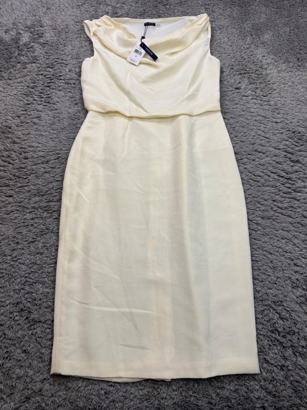 Magaschoni Dress Women 8 Creamy Ivory Silk Sleeveless Empire Waist Sheath NWT