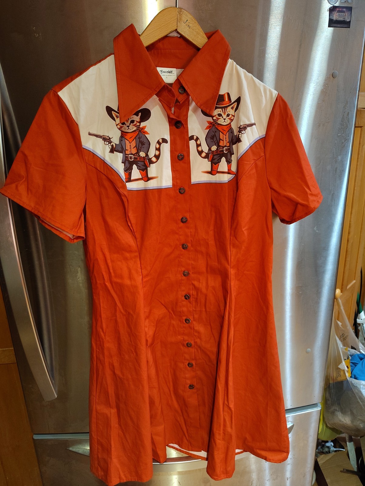 Rare Orange Western-style Cat Cowboy Dress Boozelele Brand Size Large L