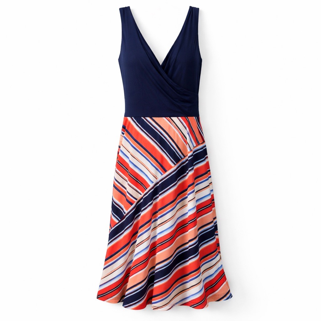 Haley 23 Women’s Sleeveless Striped Midi Dress Wrap Style