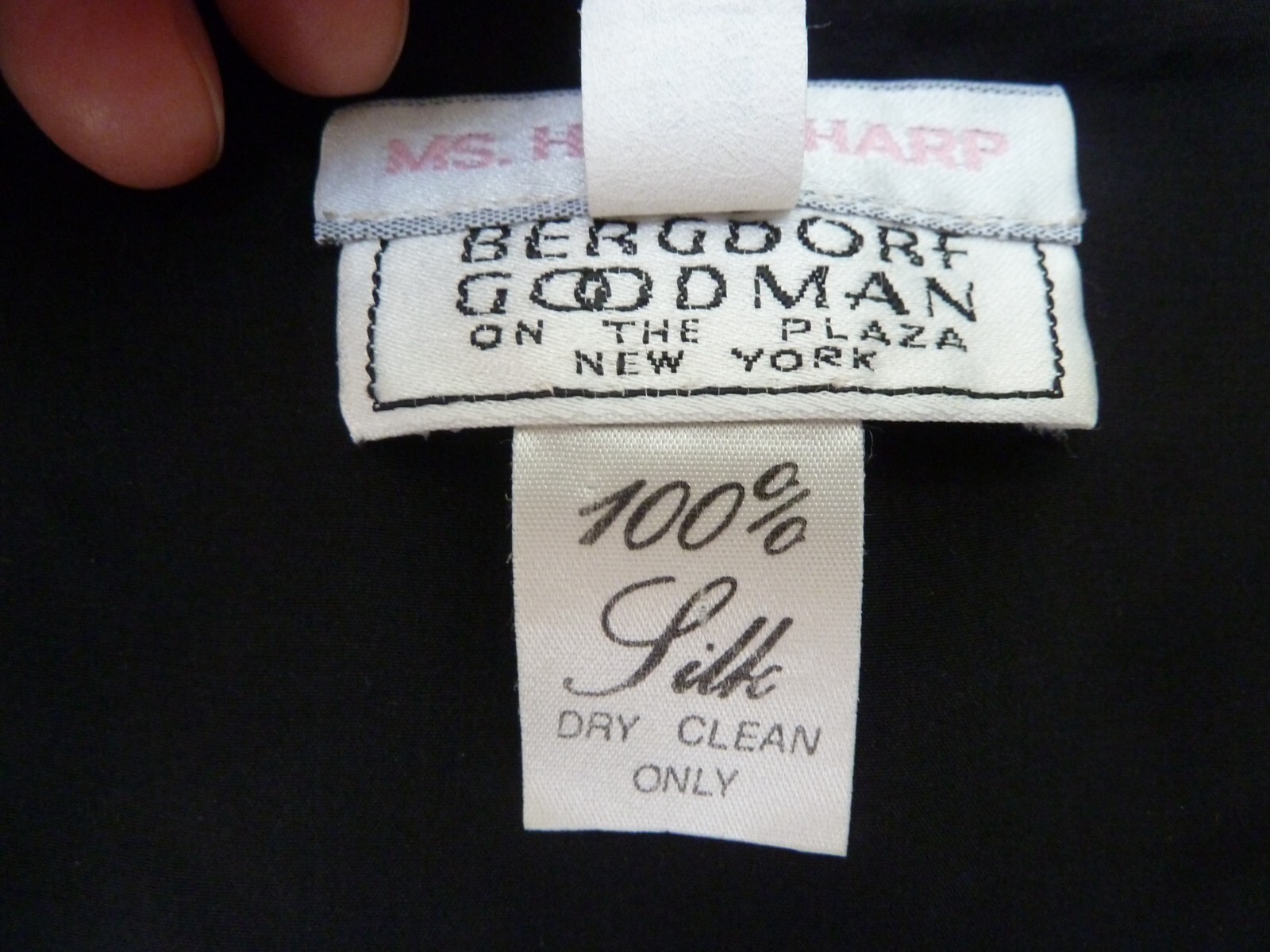Holly Harp For Bergdorf Goodman Cocktail Dress Small 100% Silk Black Floral VTG