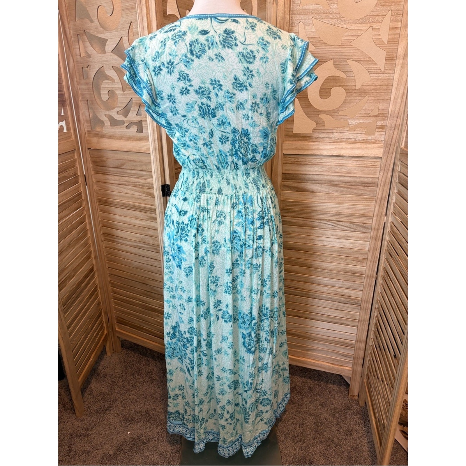 Poupette St Barth Women’s Della Midi Dress Size Small Blue
