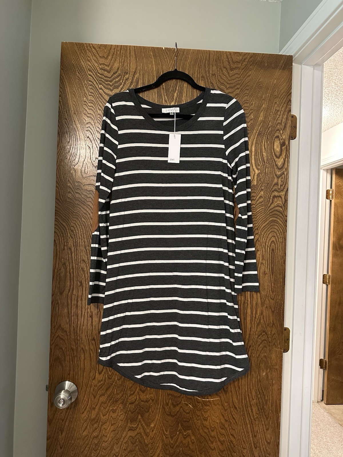 Ovi Brand, Betsey’s Boutique, NWT, Medium, Elbow Patches, Striped Dress