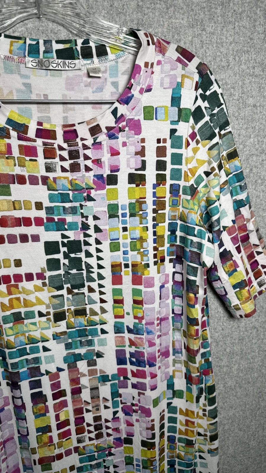 SNO SKINS Medium Printed Pullover Dress Elbow Sleeve Stretch Jersey Multicolor