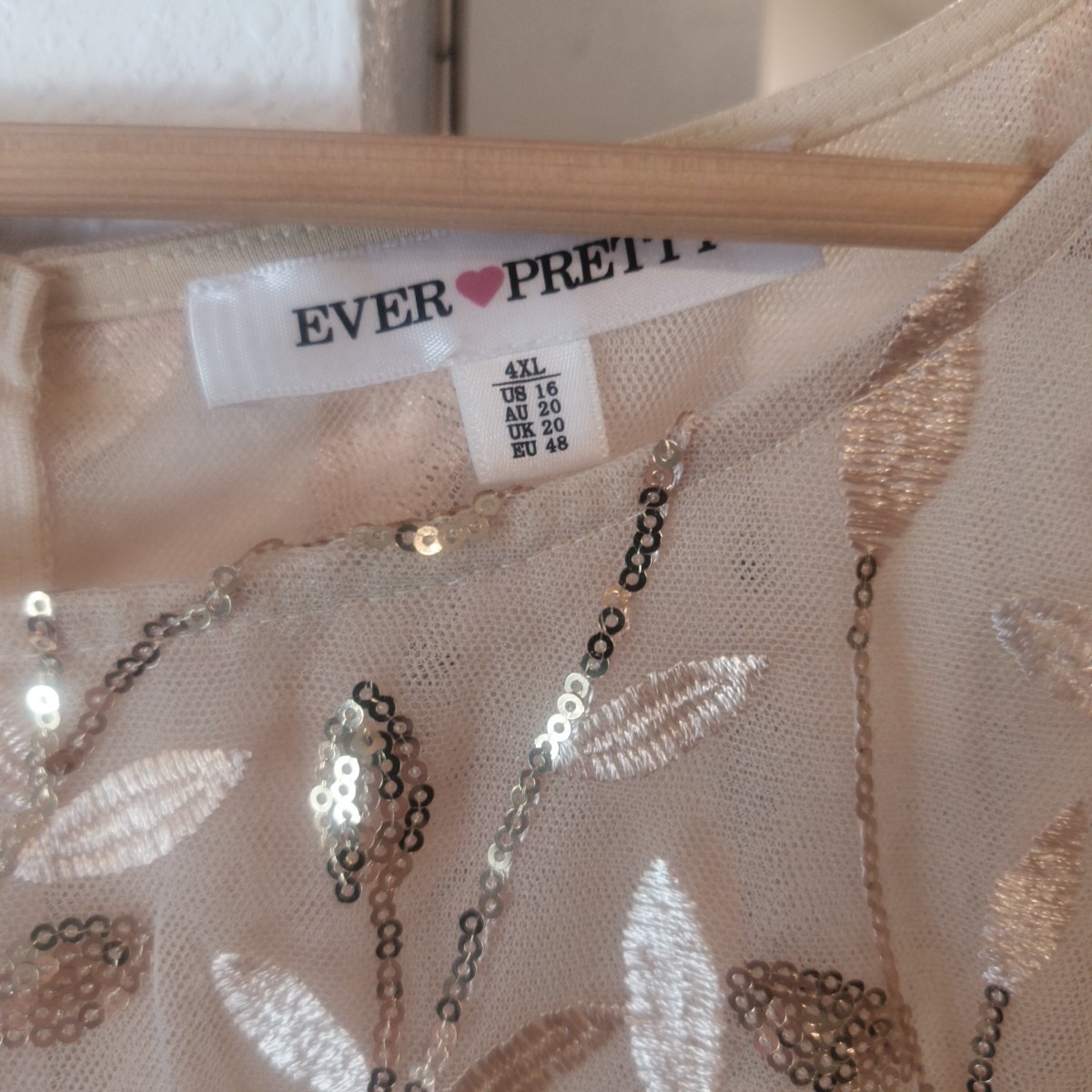 Ever Pretty Gold Sequin Floral Tulle Fairy Party Maxi Dress Bridal Glamour 4XL