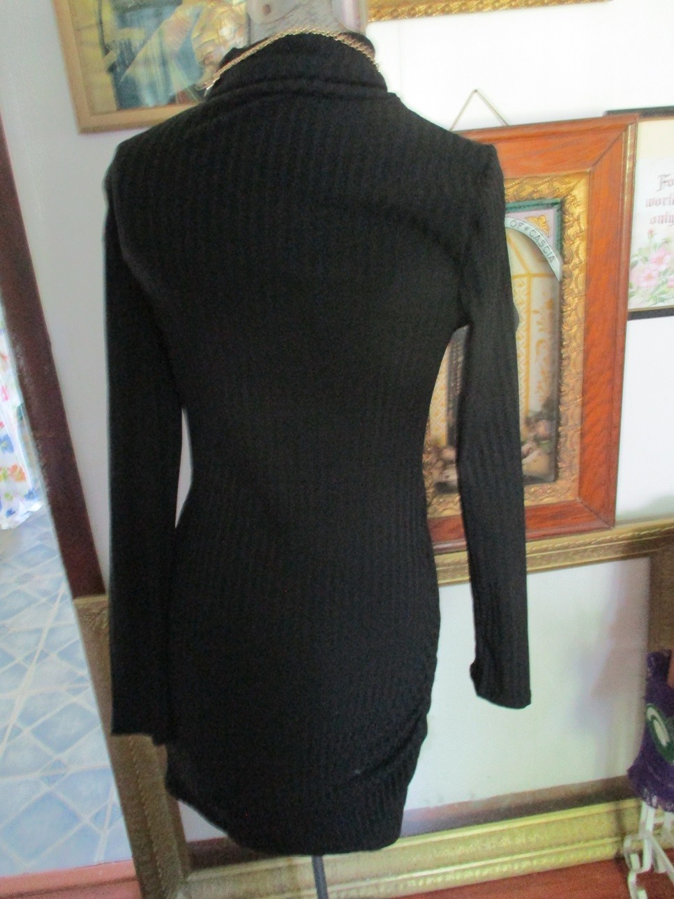 Size 5 Dazy Tight Black Ribbed Ladies Dress Long Sleeved Fitted