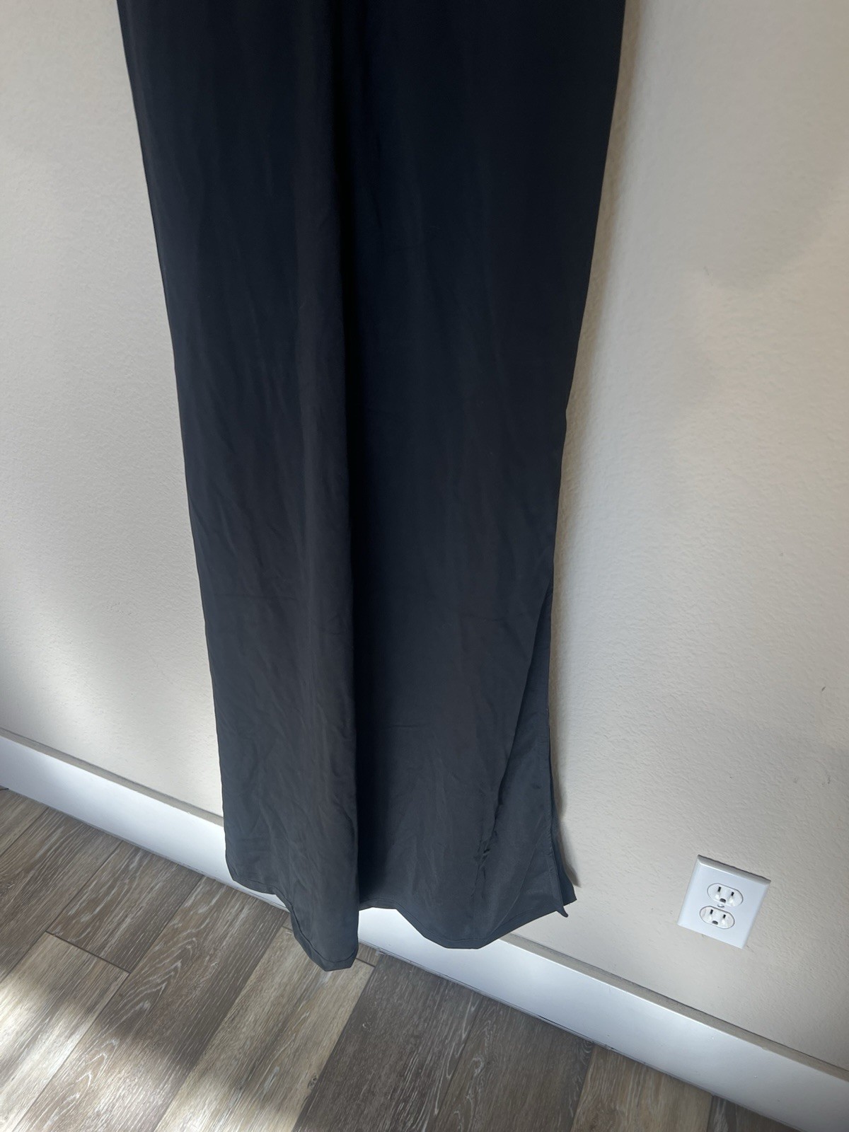 NWT Popilush Shapewear Lace V Neck Side Slit Slimming Maxi Slip Dress black L