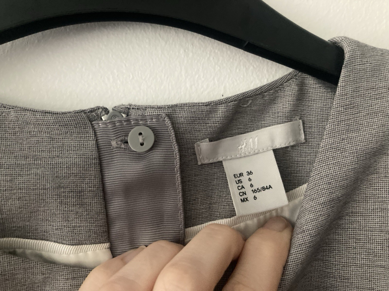 H&M size Eur 36 US 6 grey & black work office shift zip up dress