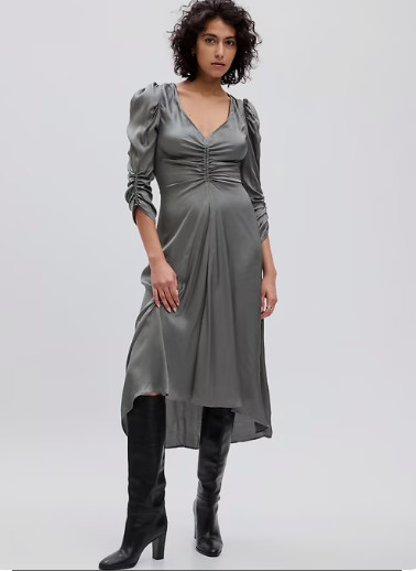 GAP Grey Satin Runched Dress XXL NWT