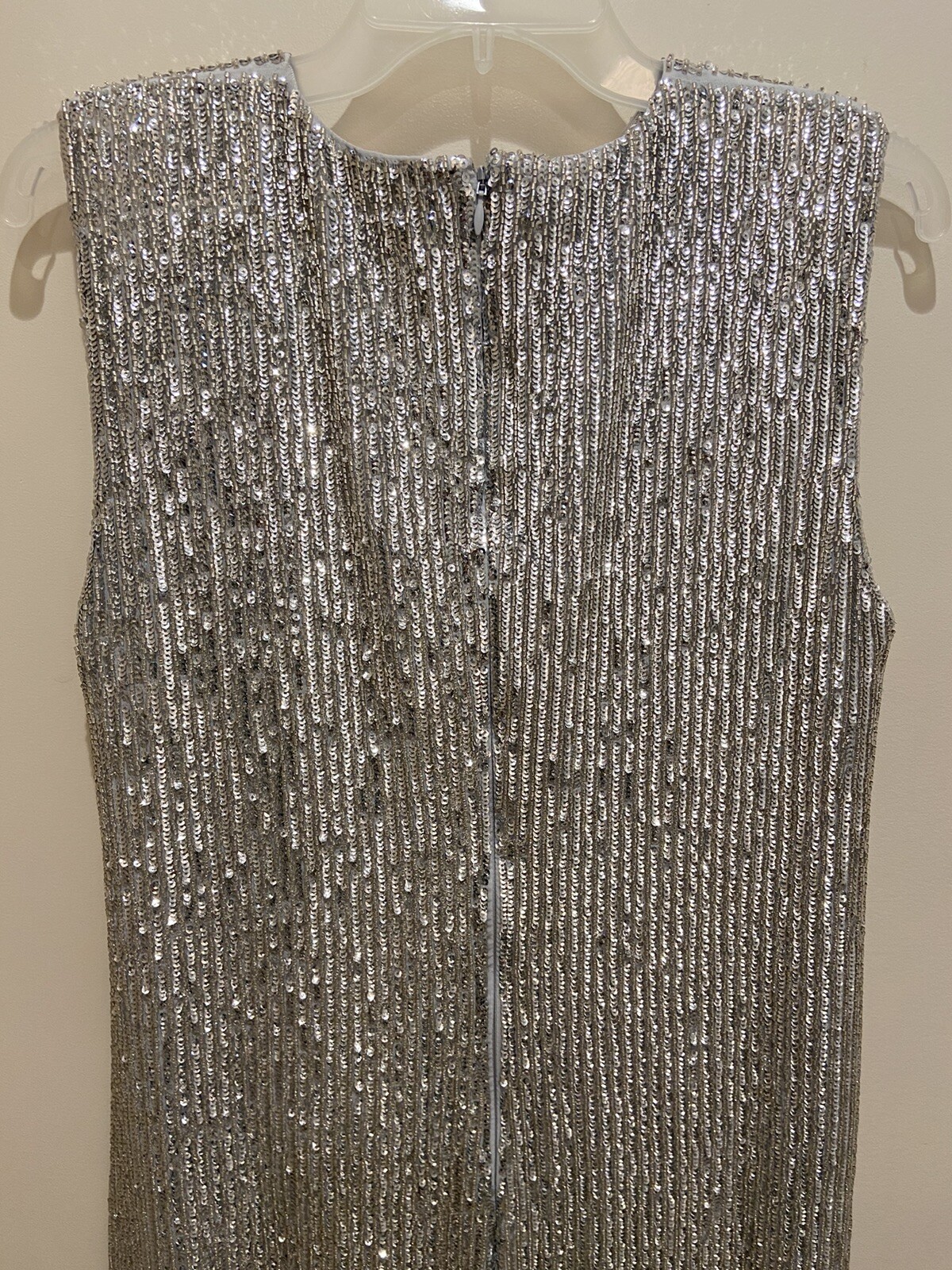 H&M PREMIUM QUALITY Thick Silver Beaded Embellished Sequin Dress Size 4 NWT