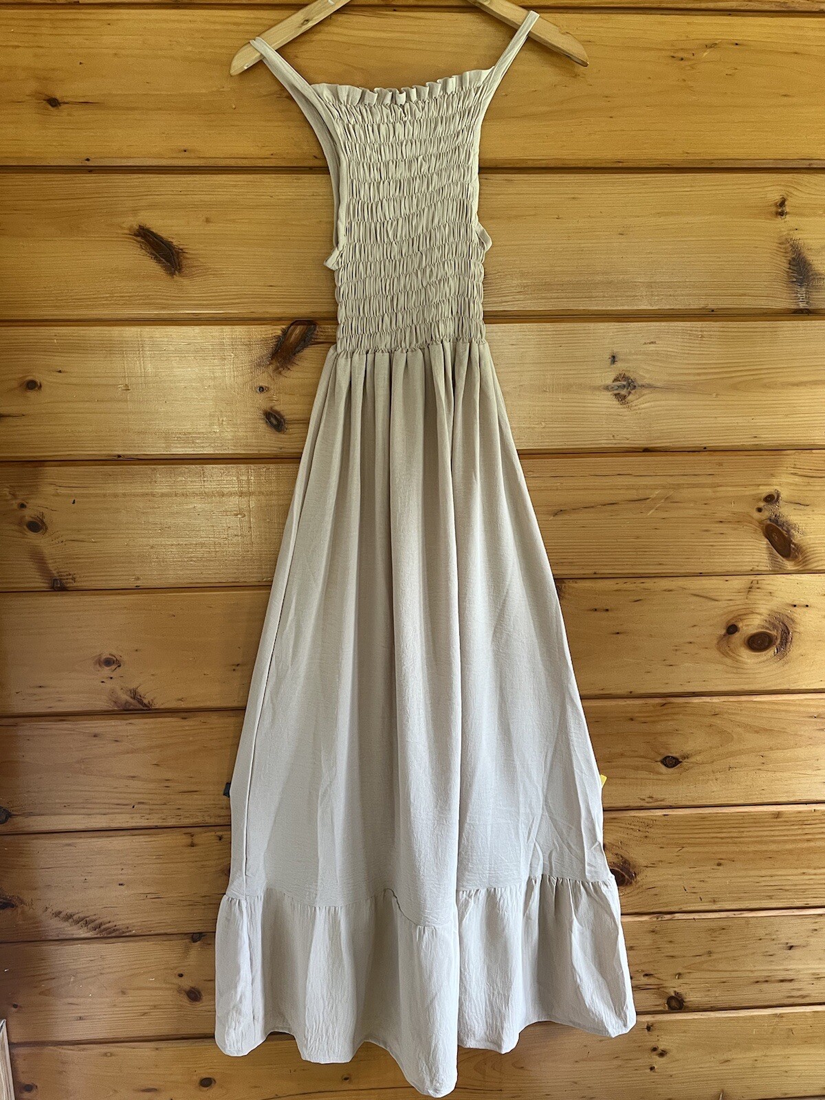 Womens Spaghetti Strap Smocked Tiered Long Beach Sun Dress Free Size S – L