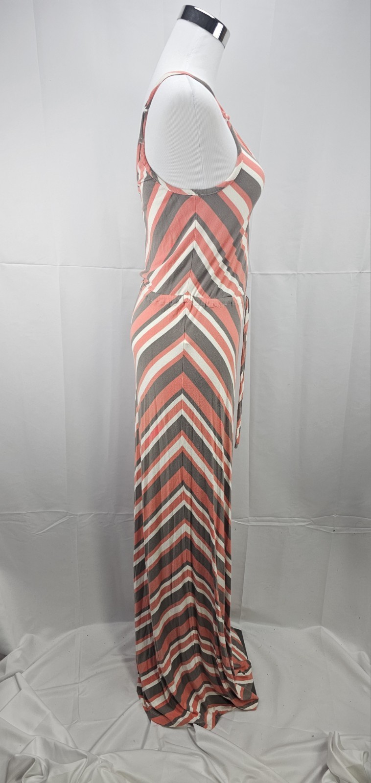 NWT Bobi Los Angeles Size Large Pink & Gray Striped Long Cotton Boho Sundress