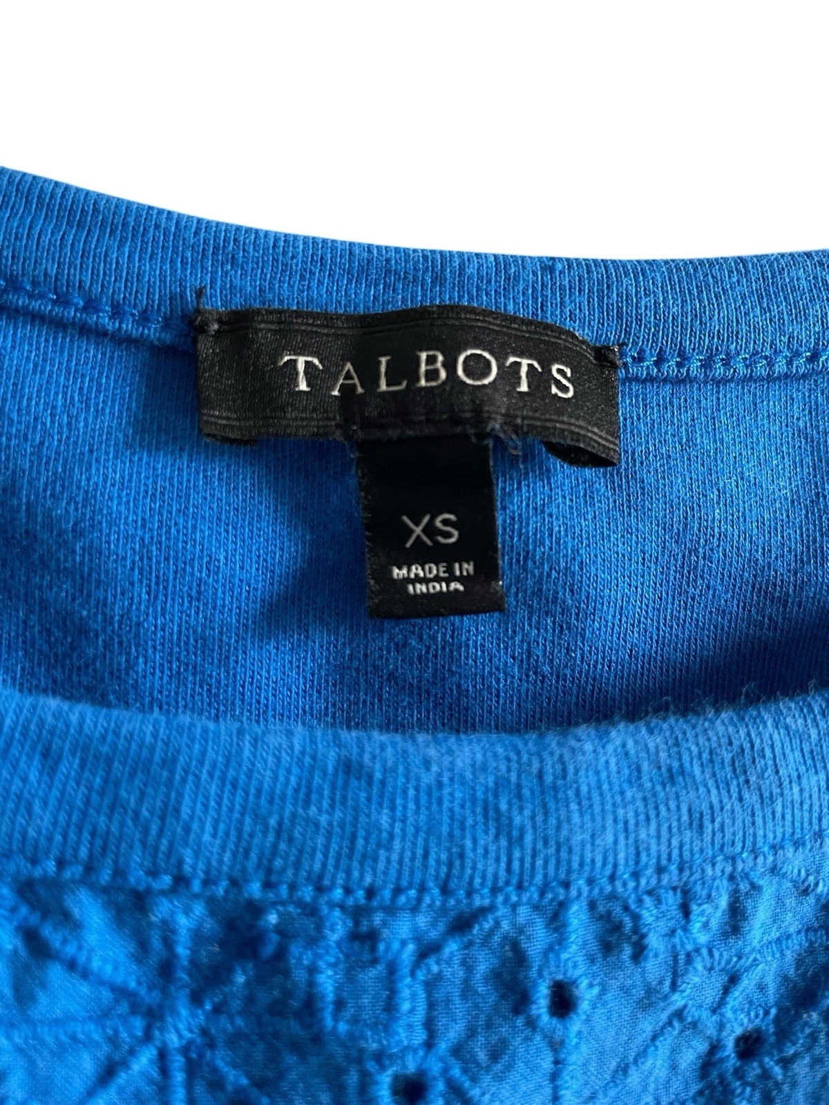 Talbots Royal Blue Embroidered Short Sleeve Shift Dress Womens Sz XS Cotton