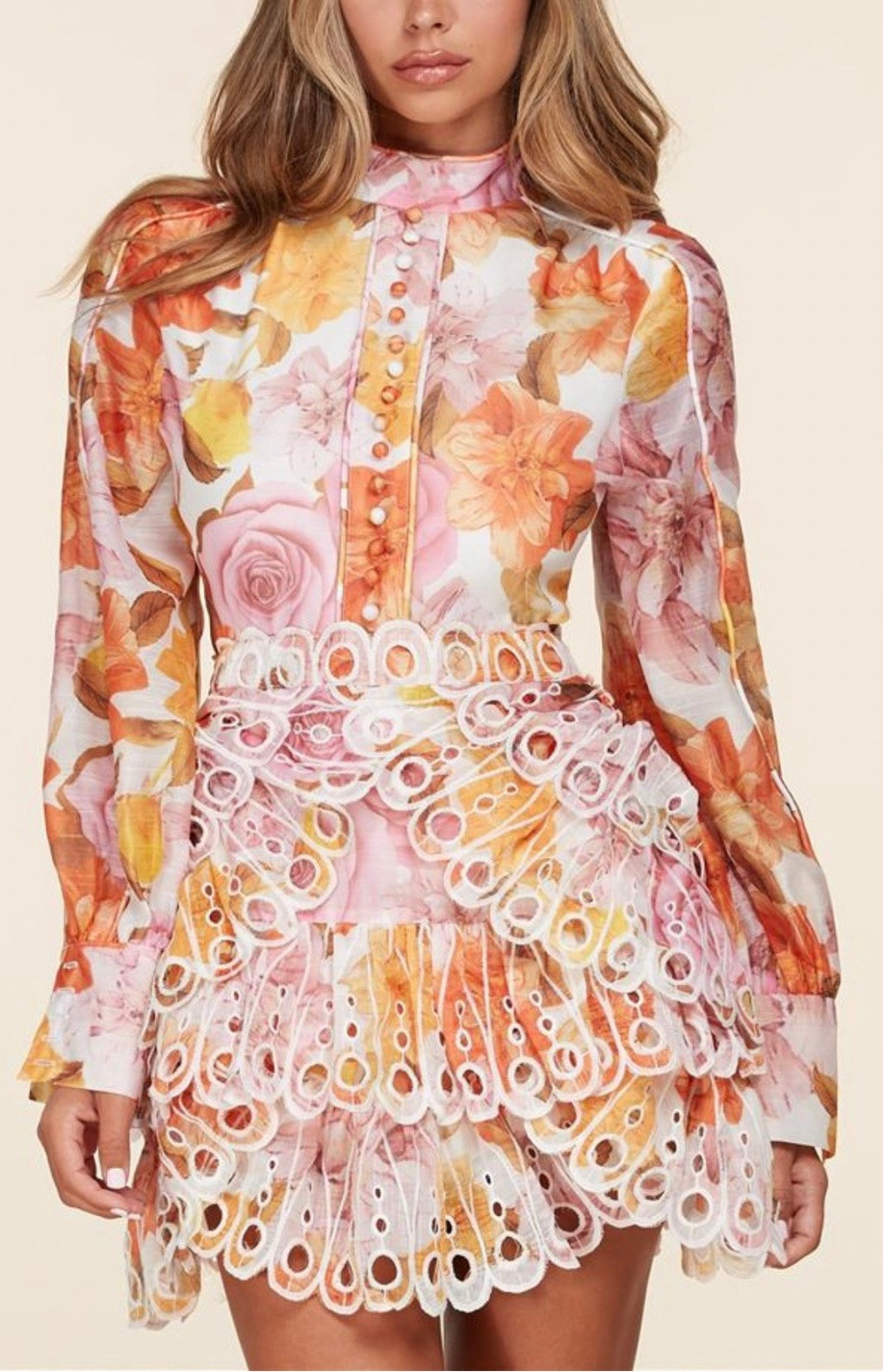 Women’s Floral Mini Summer Dress, Multicolor, Designer Look, Size: Small