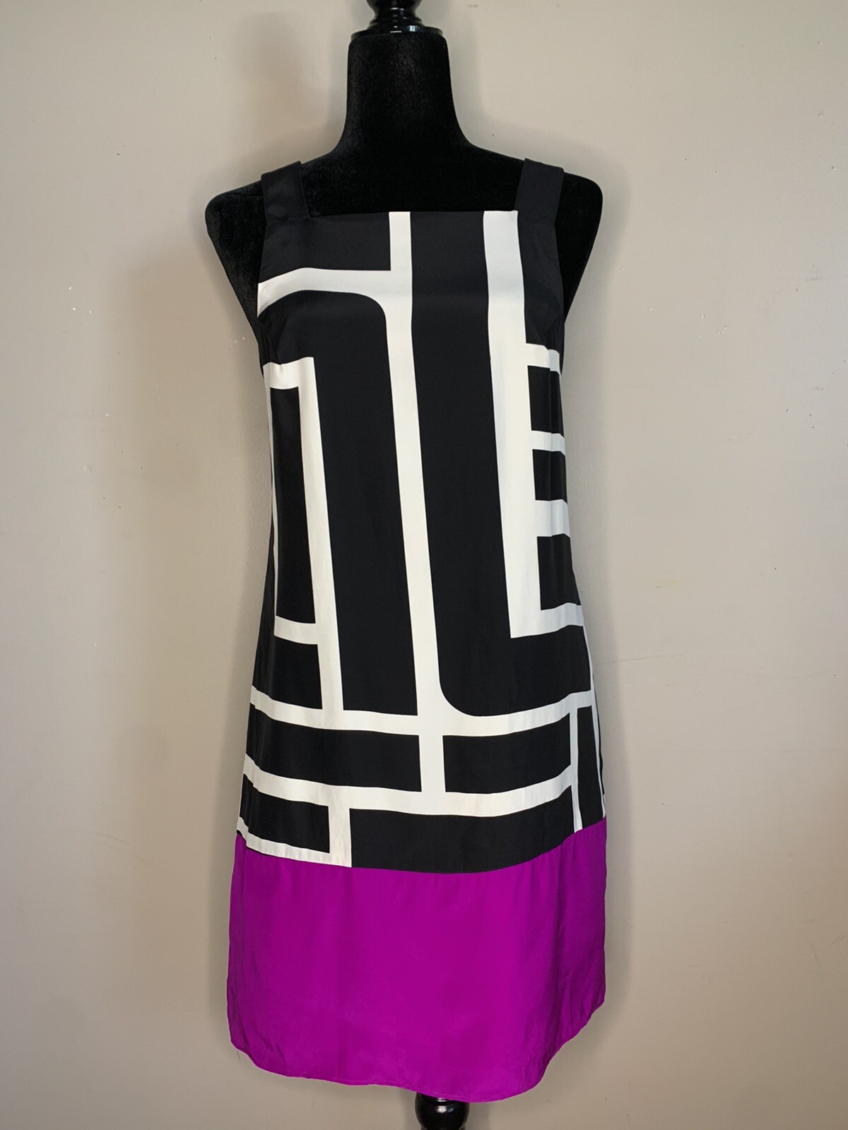 Alice & Trixie Silk Mini Slip Dress Sleeveless Black White Pink Womens Sz Small