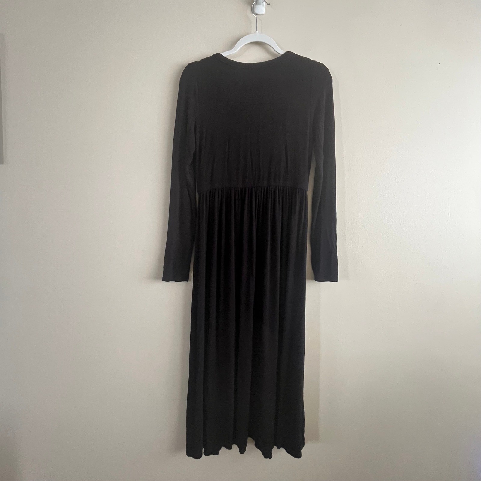 HATCH Maternity Nursing Black Ribbed Snap Dress Size 1 (S) Long Sleeve Midi