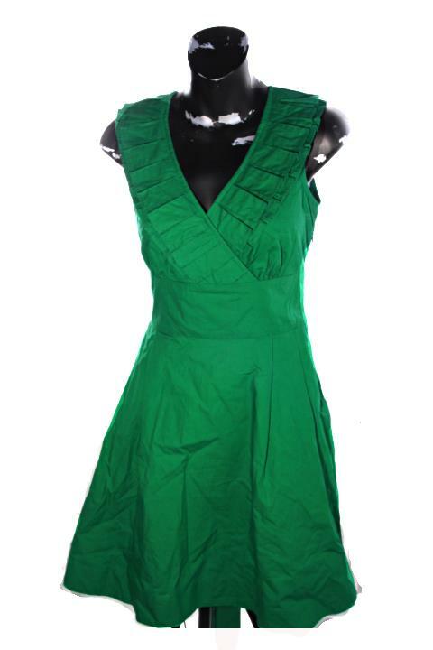 NWOT ESHAKTI dress ruffles back tie cinched back womens green sz xs 2