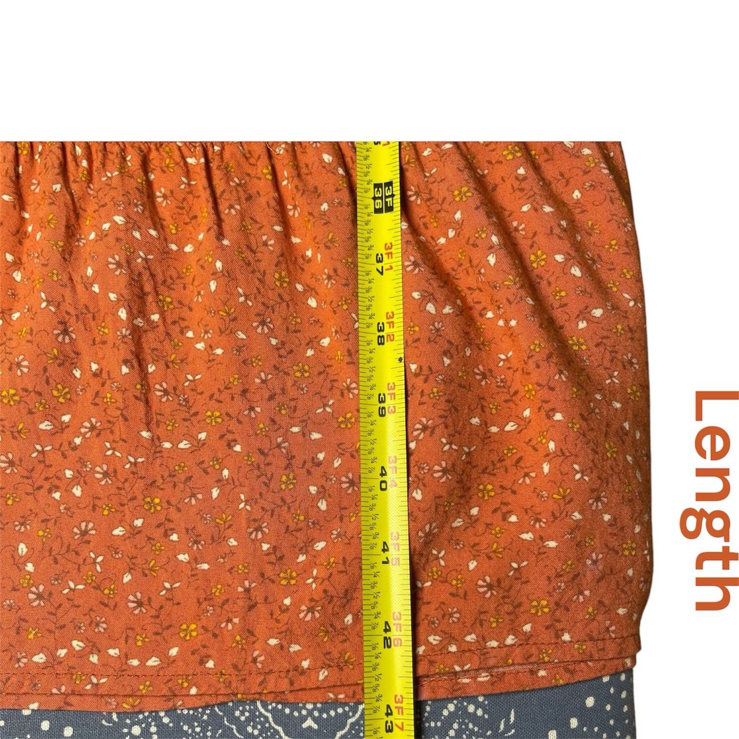 Floral Maxi SunDress Smocked Rust Orange Tiered Dress Cottagecore Boho Chic, S