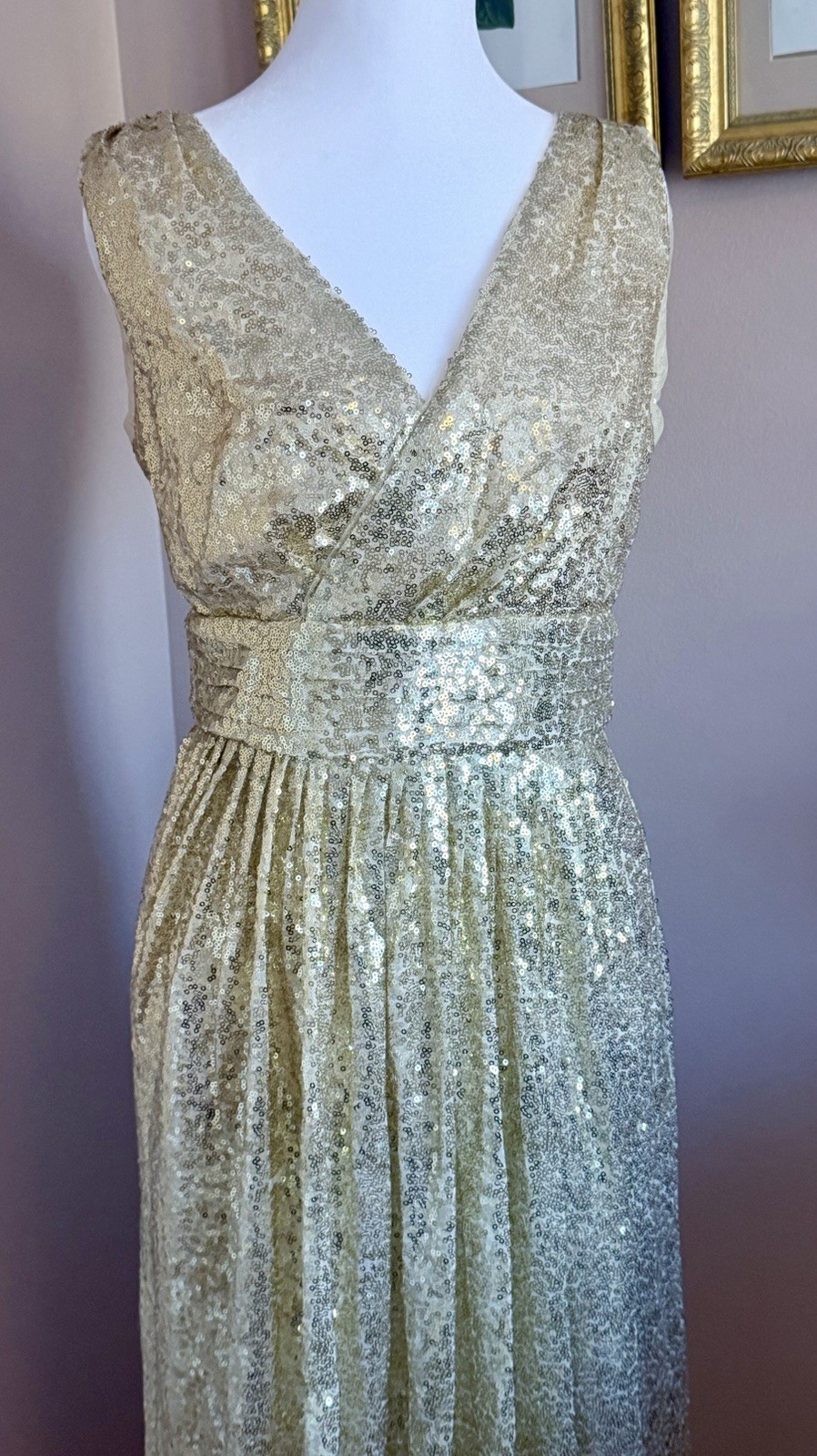 Elegant Sequence Golden Gown From Kate Kasin