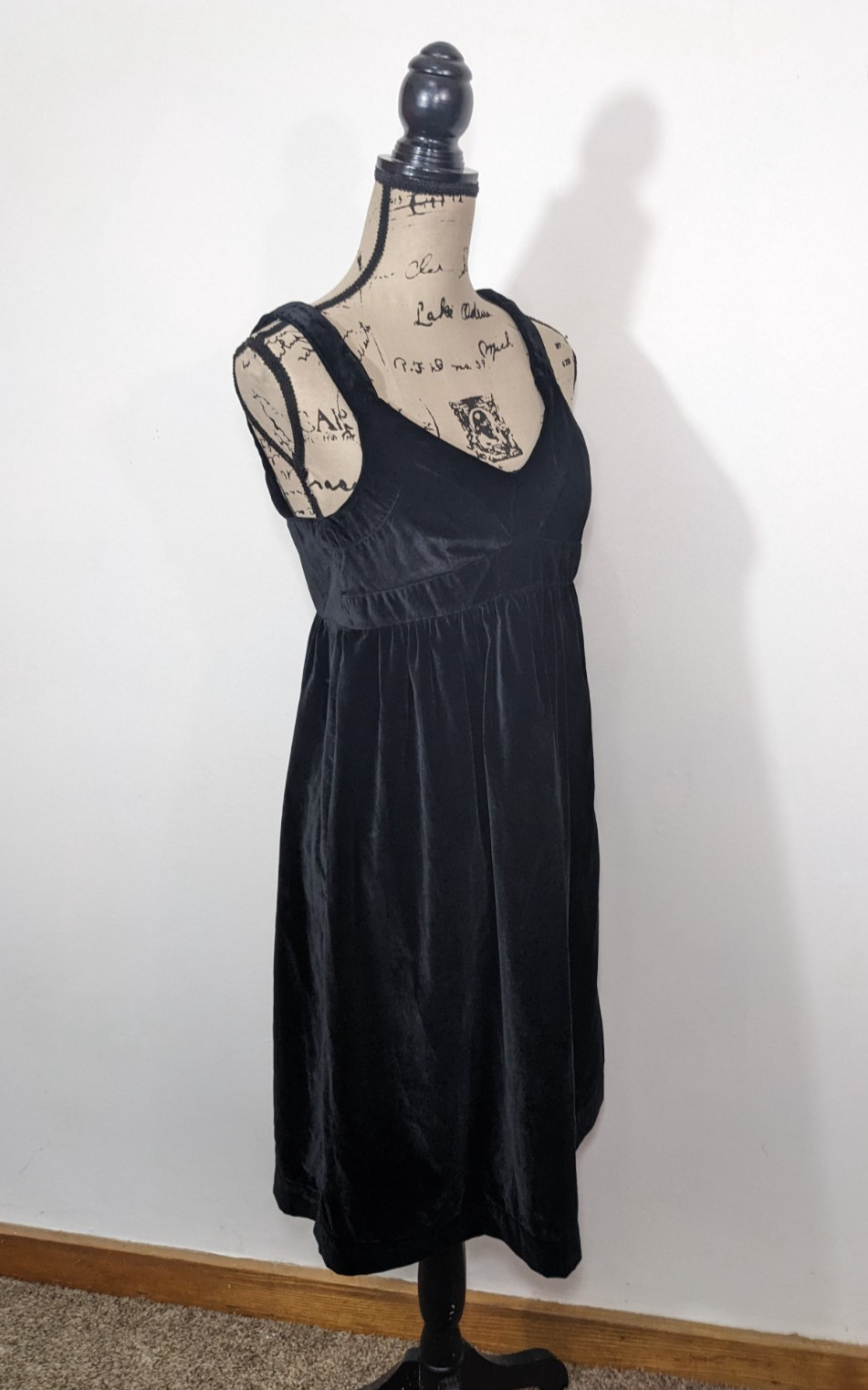 NWT Lands End Canvas Black Velvet Holiday Dress Sleeveless Zip Size 0