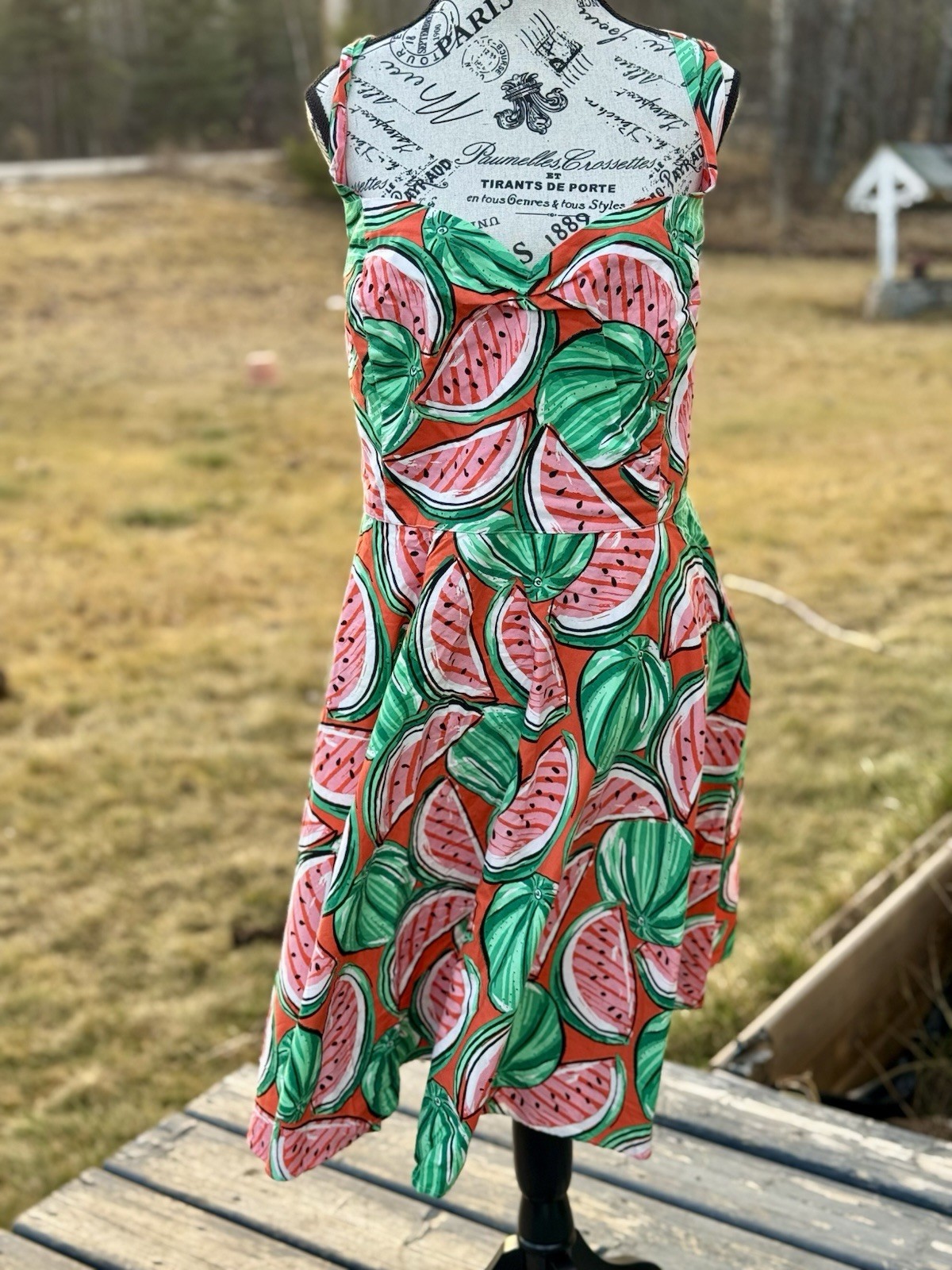 Hell Bunny Pin Up Dress Mini Watermelon Patterned Pockets 50’s Retro