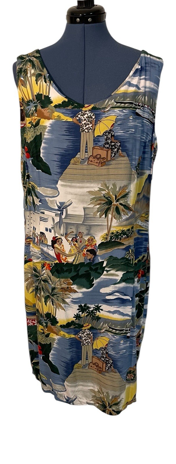 VTG Reyn Spooner Womens Sleeveless TPA Honolulu Clipper Trans Pacific Dress XL