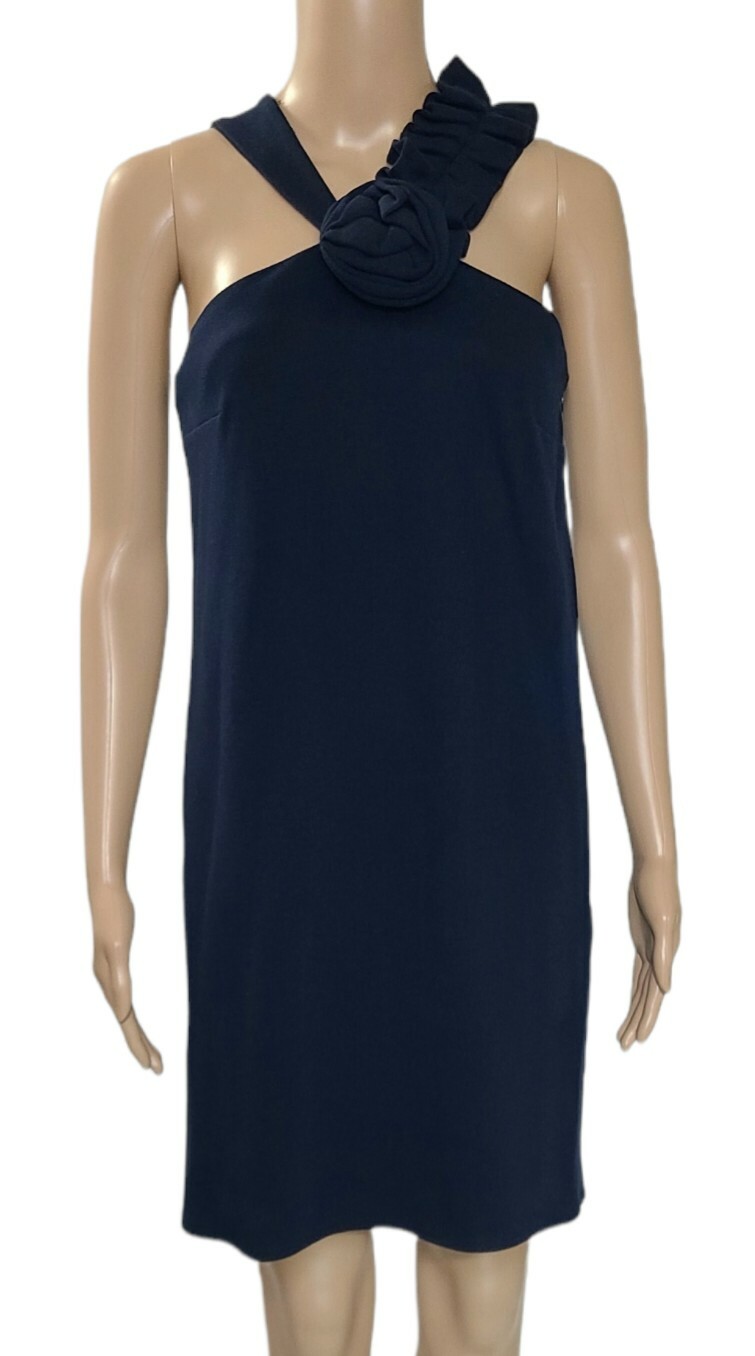 VOOM by JOY HAN Navy Blue Rosette Halter Neckline Mini Dress Sz M