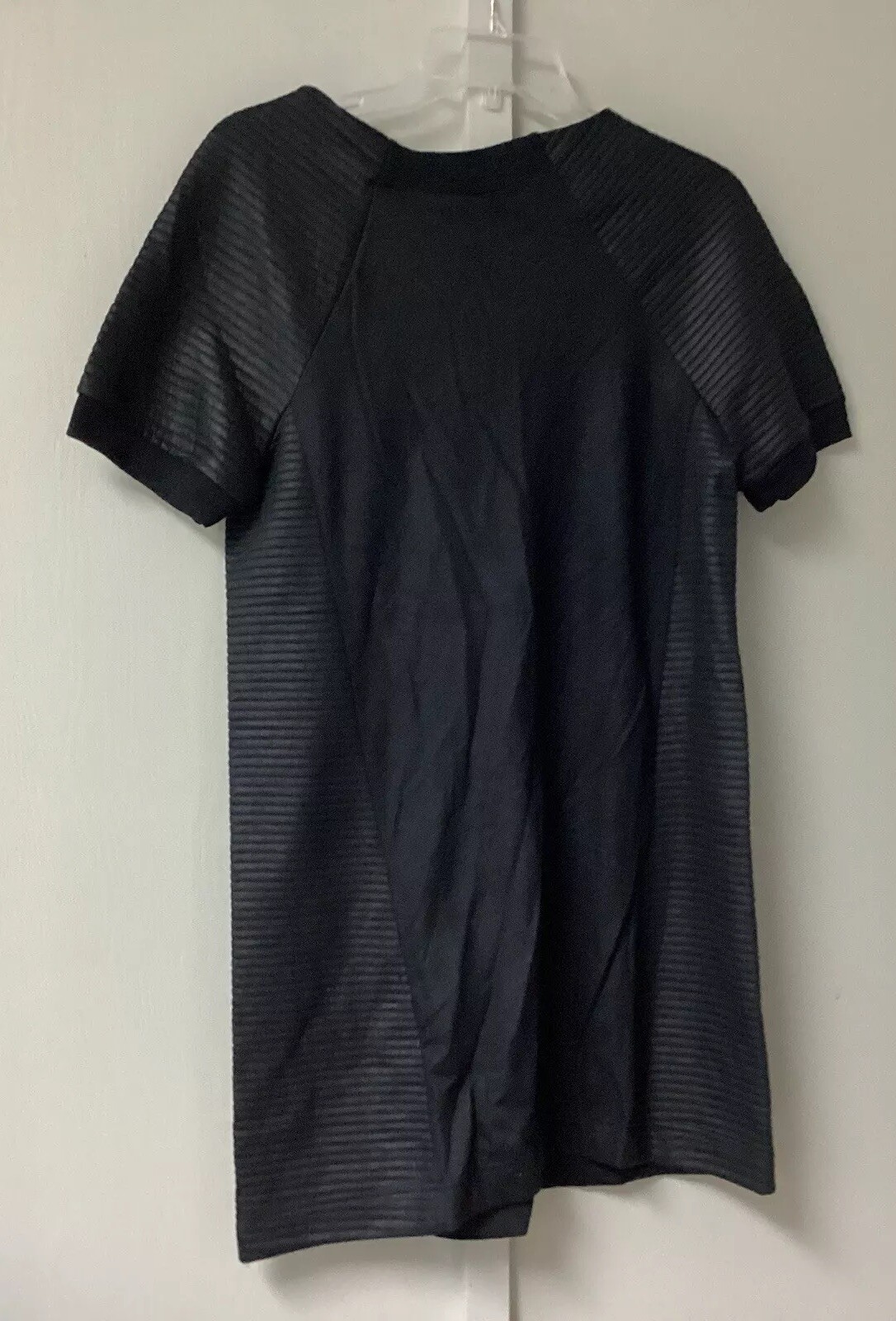Fabletics Brenna Black Quilted Sweater Dress Size Large Short Sleeve Fleece New