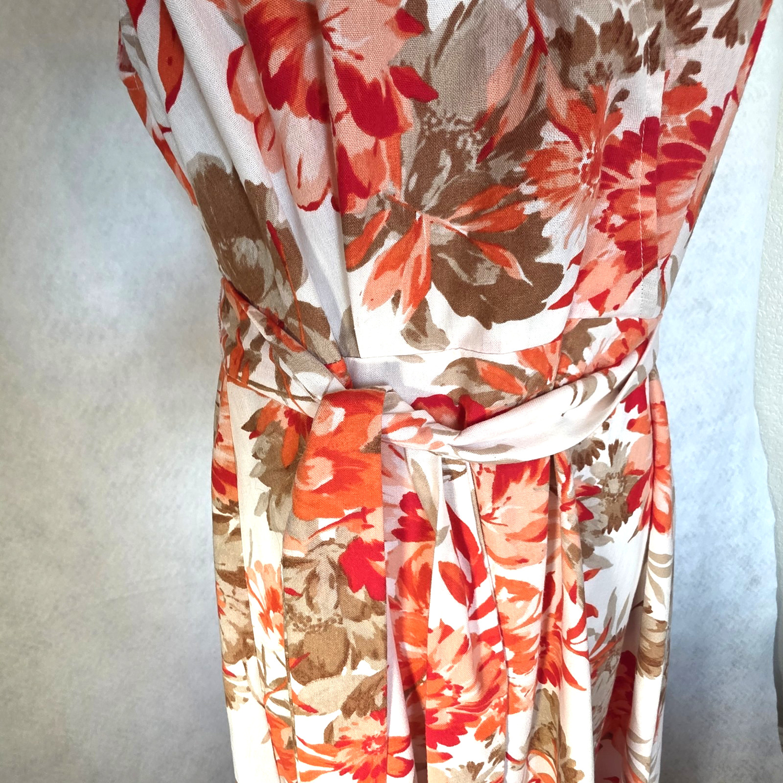 PRICE DROP -Emma & Michele Sleeveless Coral/White Dress Tropical Floral Womens L